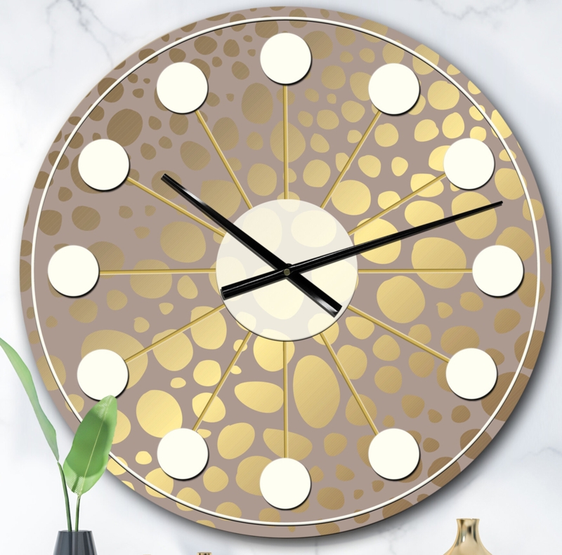 Golden Marble Design III - Mid-Century Modern wall clock