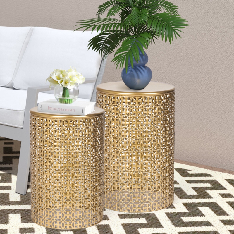 Golden Round Metal End Table