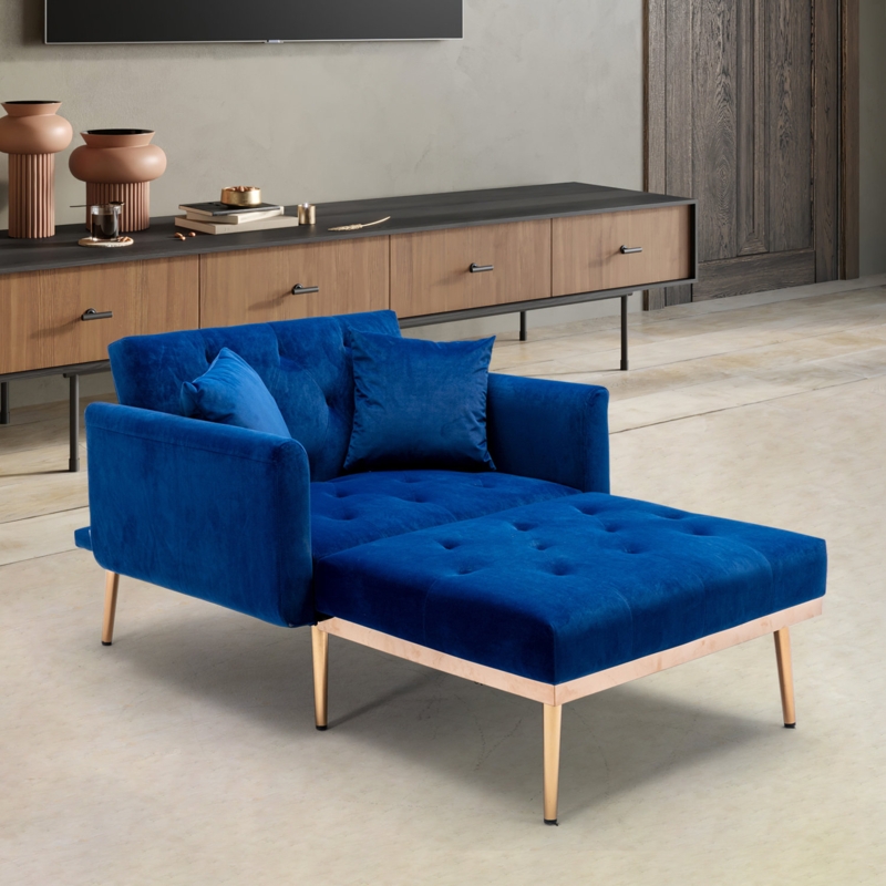 Gottman Velvet Chair And A Half with Ottoman
