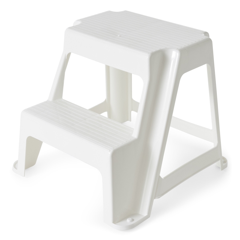 Gracious Living Extra Safe Nonslip Rubber 2 Step Home Step Stool, White (4 Pack)