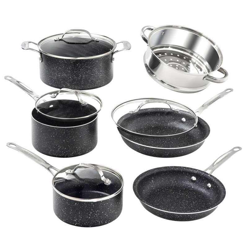 Granitestone 10 Piece Aluminum Non Stick Cookware Set, Stay Cool Handles, Oven & Dishwasher Safe