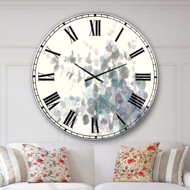 Gray Watercolor Flower II - Traditional wall clock