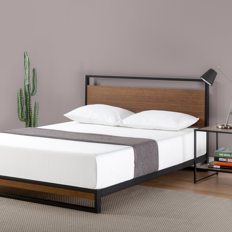 Gurmale 37" Low Profile Bamboo and Metal Platform Bed