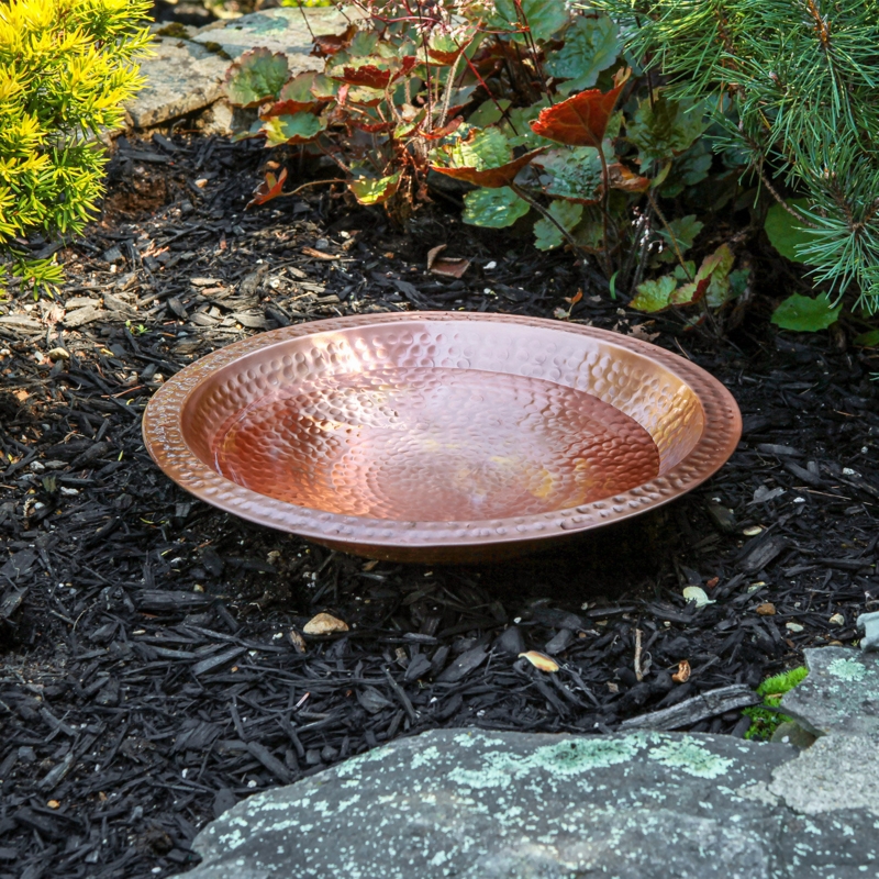 Hammered Solid Copper Bowl with Rim
