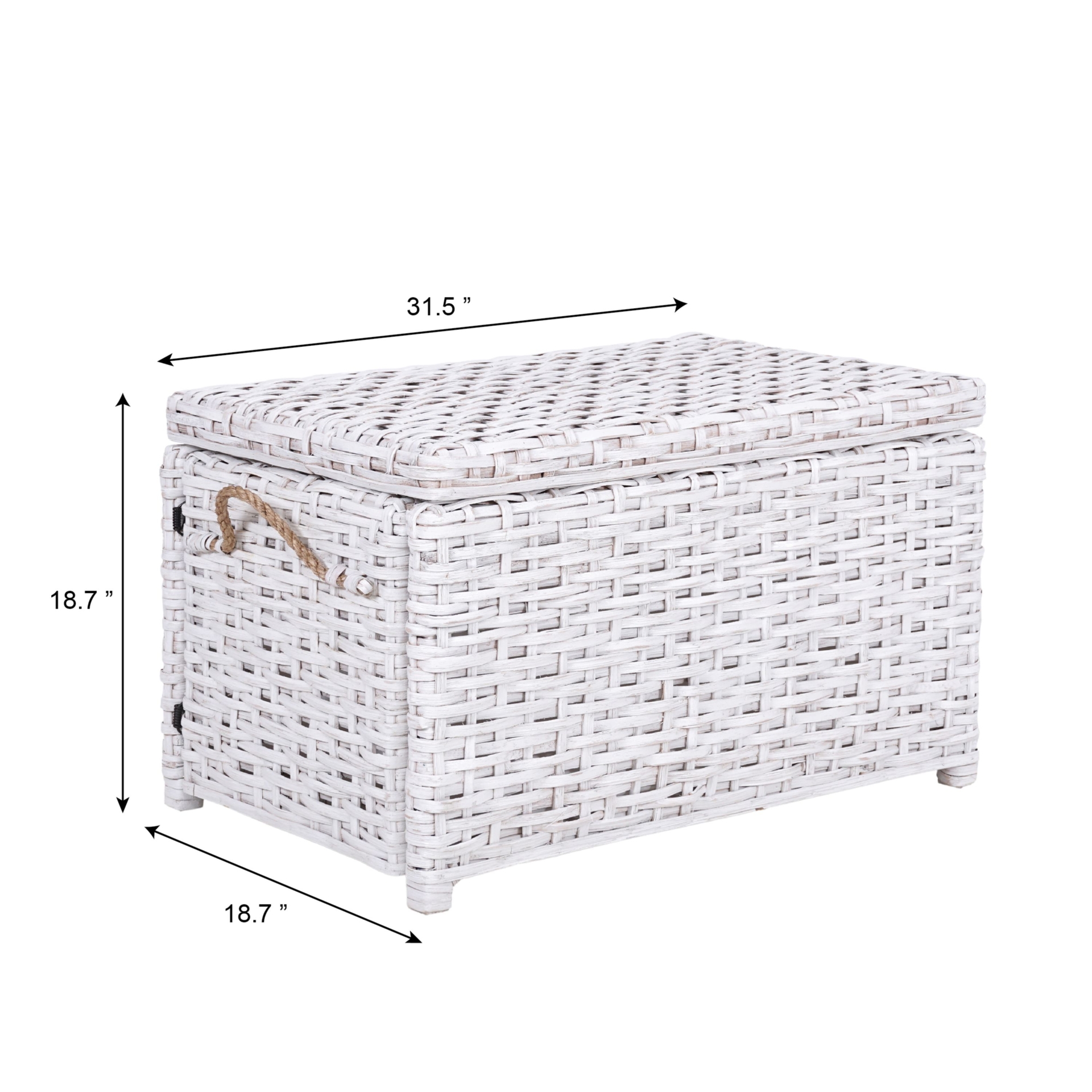 Happimess Jacob Wicker Storage Trunk in White | Mathis Home