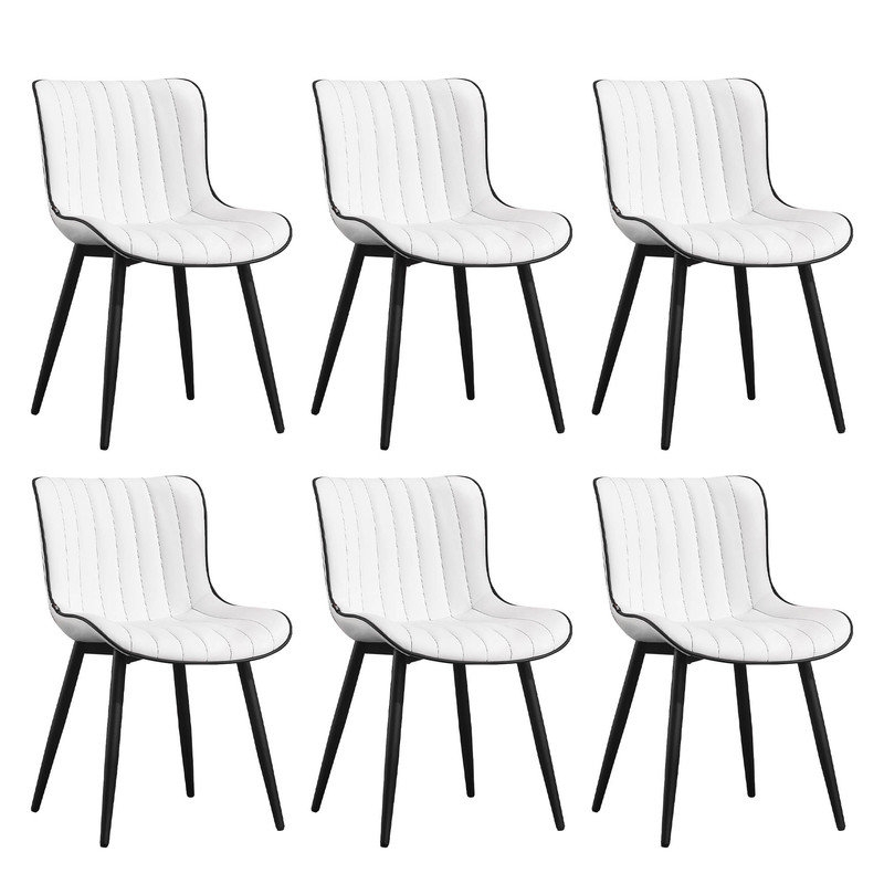 Heitger Leather Upholstered Side Chairs Modern Dining Chairs with Metal Legs, Dining Room Chair (Set of 6)