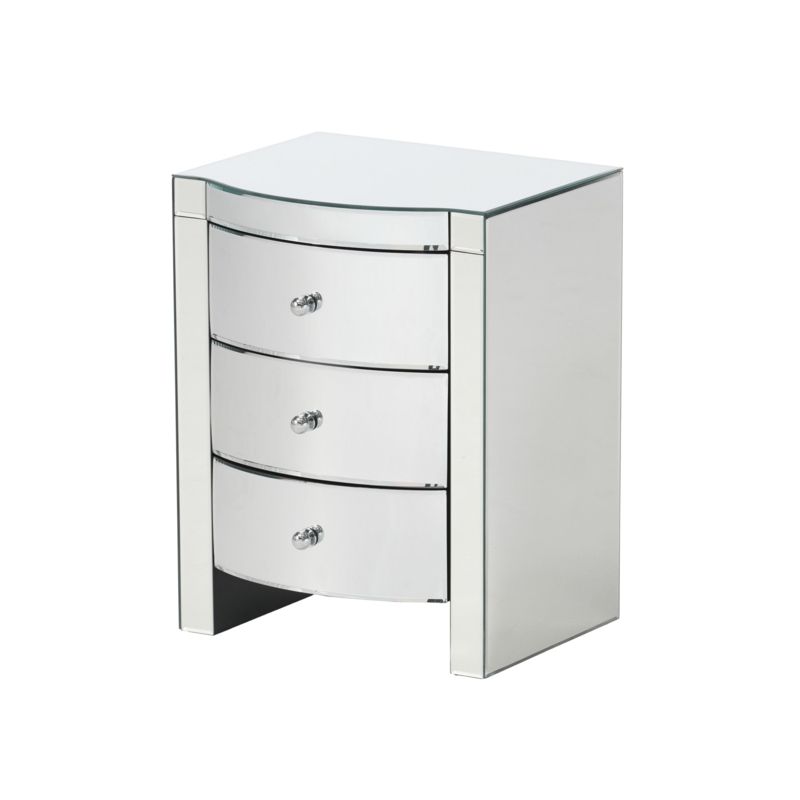 Hendrick Mirrored Glass Top Sled 3 - Drawer End Table
