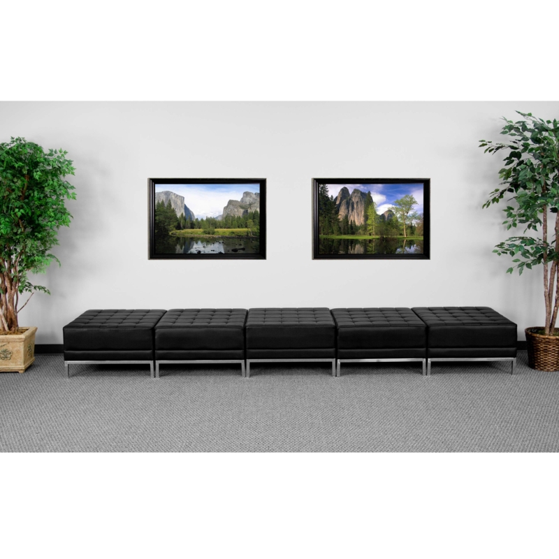 Hercules Imagination Series LeatherSoft Backless Five Seat Bench w/Integrated Stainless Steel Legs