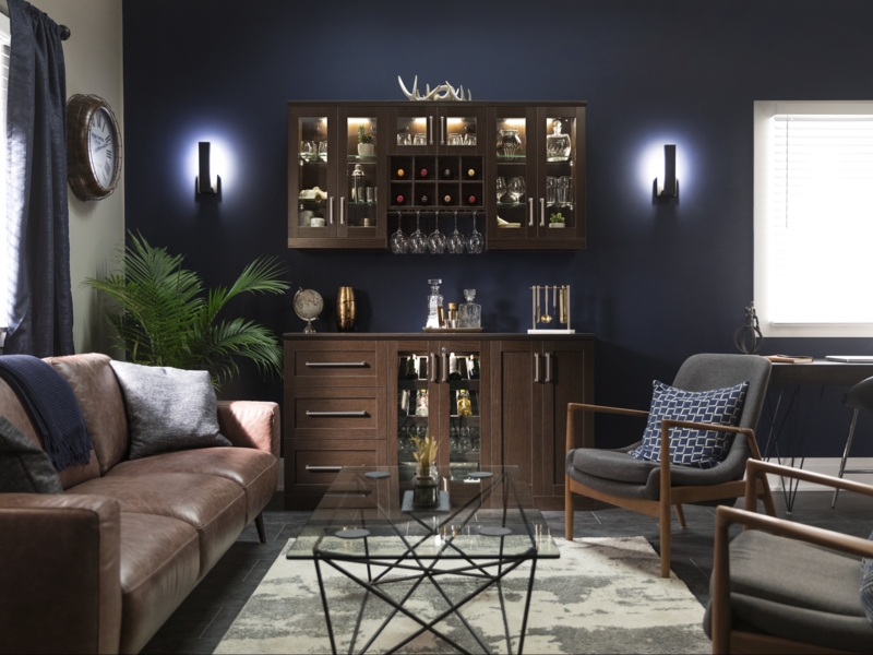 Home Bar 21" Shaker Style 7 Piece Cabinet Set with Wall Wine Rack Storage