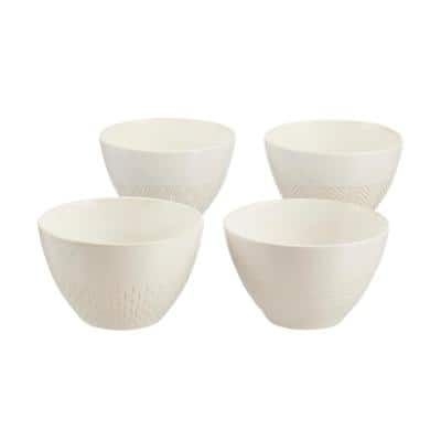 Home Decorators Collection Piedmont 4-Piece Reactive Glaze Ivory Stoneware Bowl Set (Service for 4)