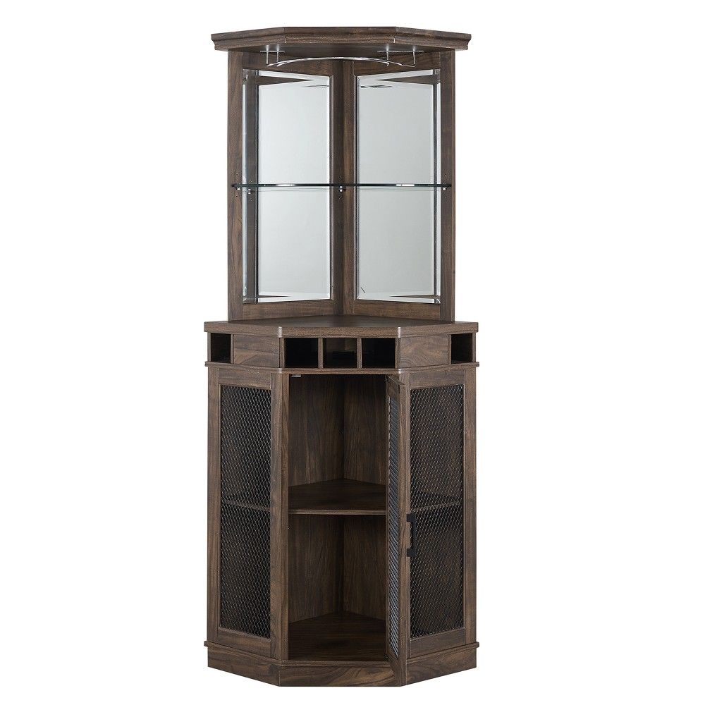 Home Source Oak Corner Bar Unit