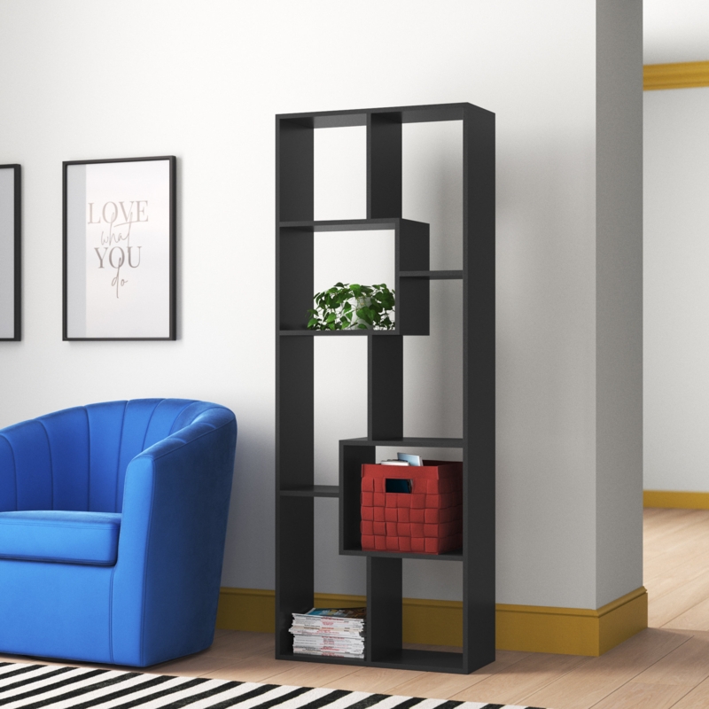 Humberwood 63" H x 23.6" W Library Bookcase, Geometric Bookcase, 8-cube Bookshelf