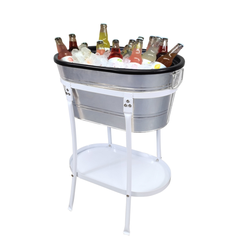 Ice Tub Beverage Ice Bucket with Stand Party Mobile Drink Beverage Rack