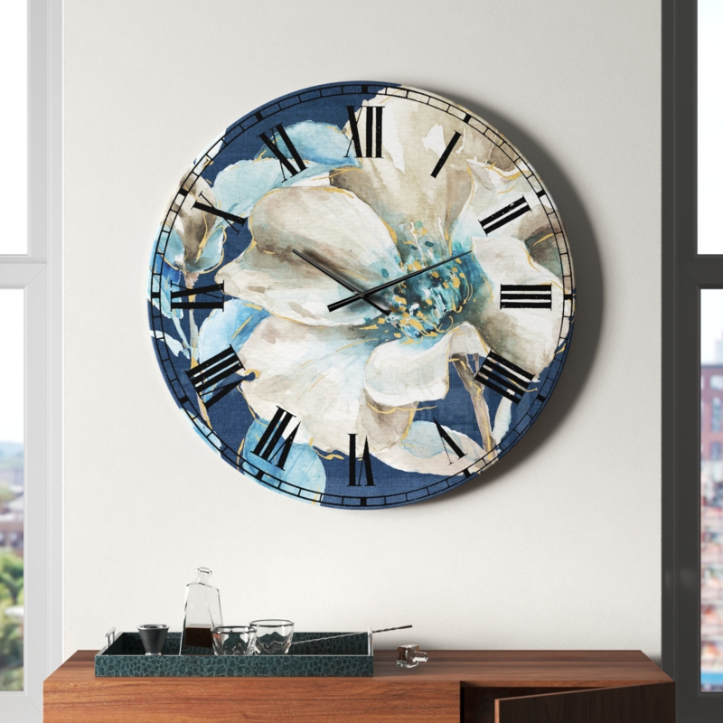 Indigold Peonies IV - Traditional wall clock