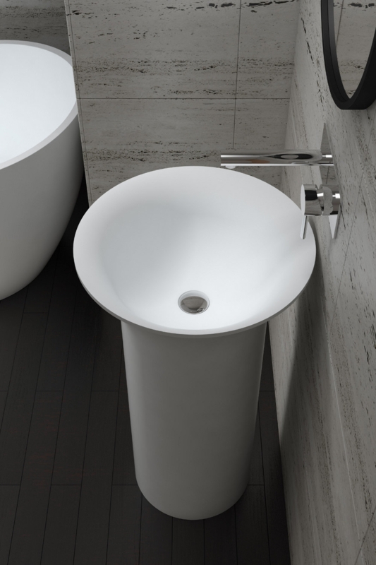 InFurniture Stone Circular Pedestal Bathroom Sink