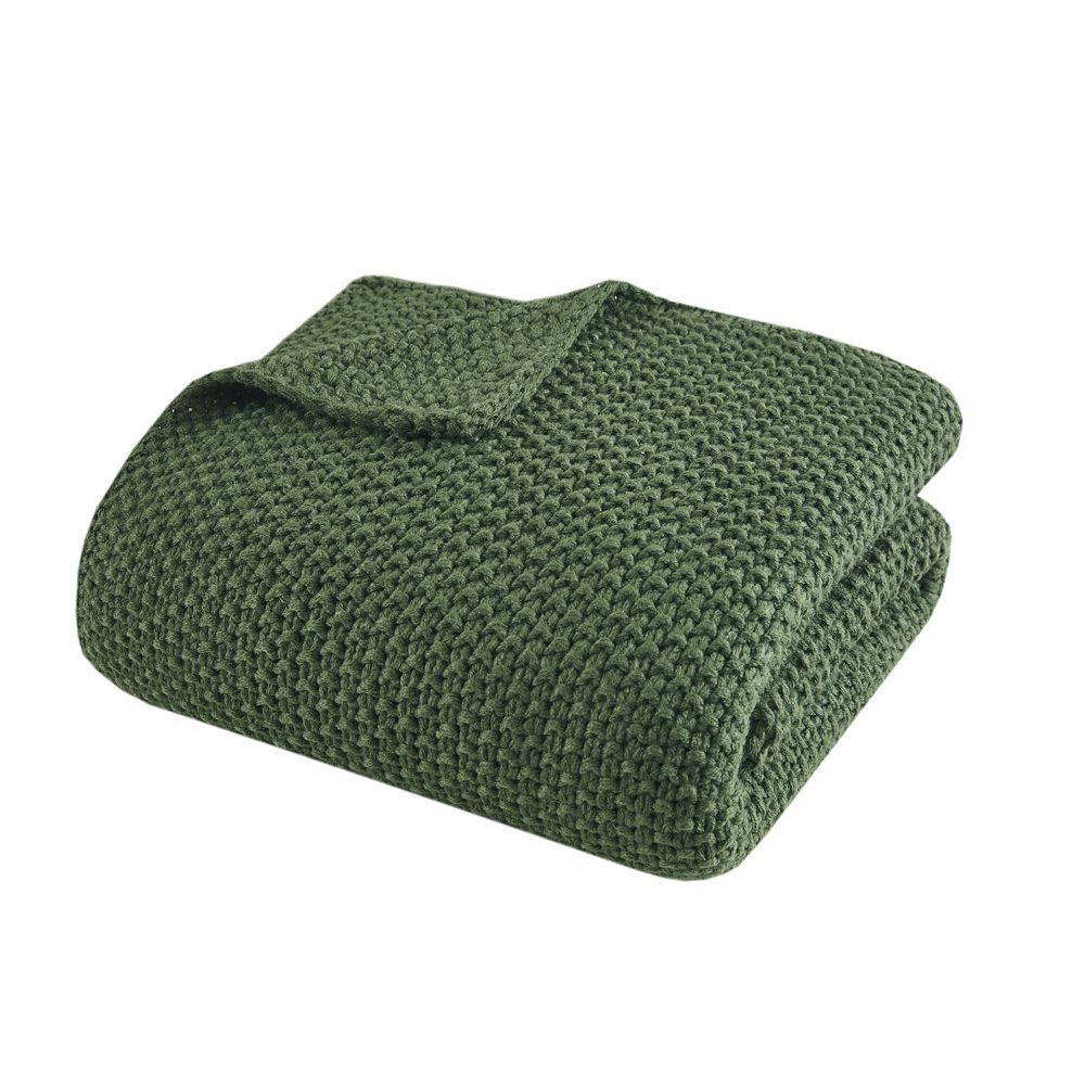 INK+IVY Bree Knit Throw Blanket, Green, 50X60