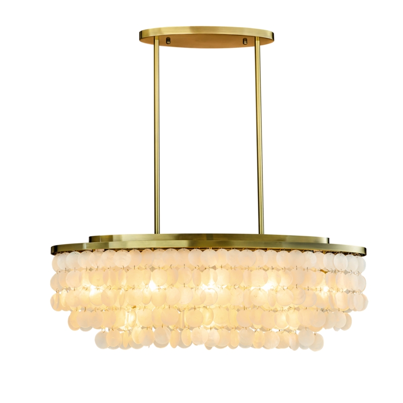 Ishaal 11 - Light Unique Tiered Chandelier with Natural Seashell Accents