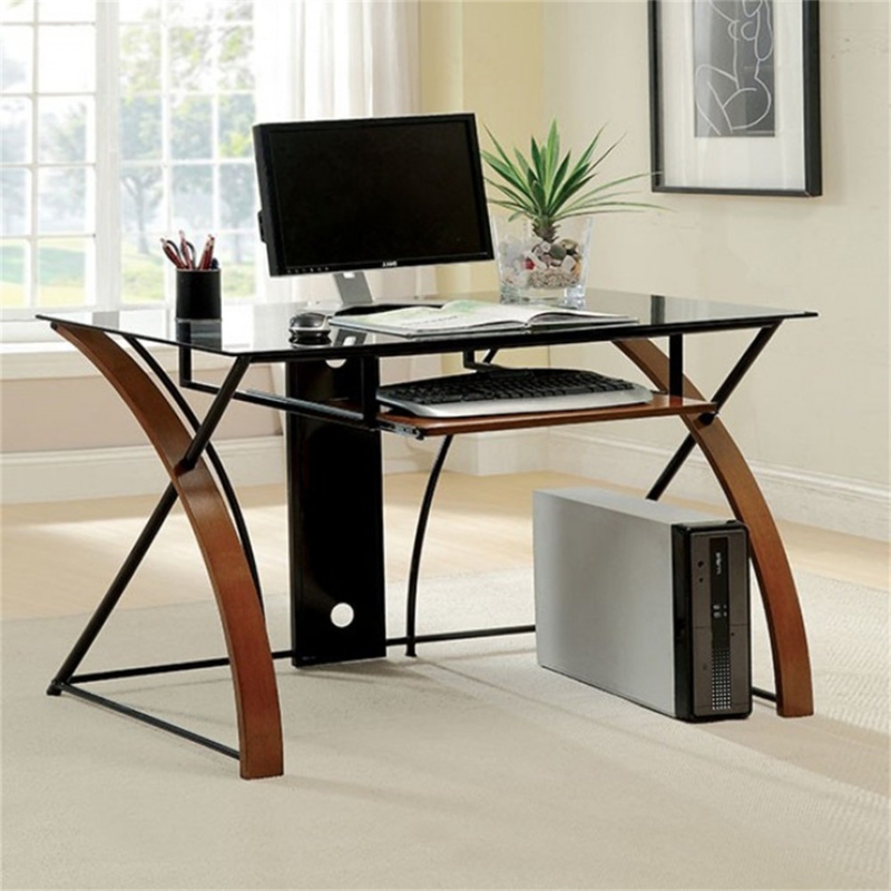 Ivelis Glass Top Computer Desk