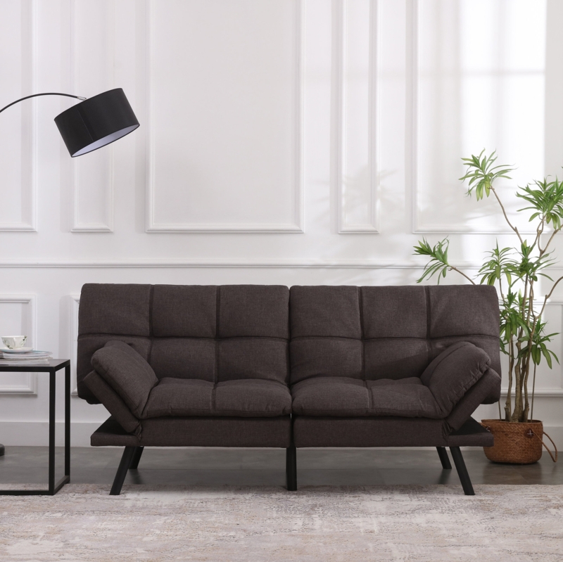 Jackqulin 71" Convertible Futon with Adjustable Arms