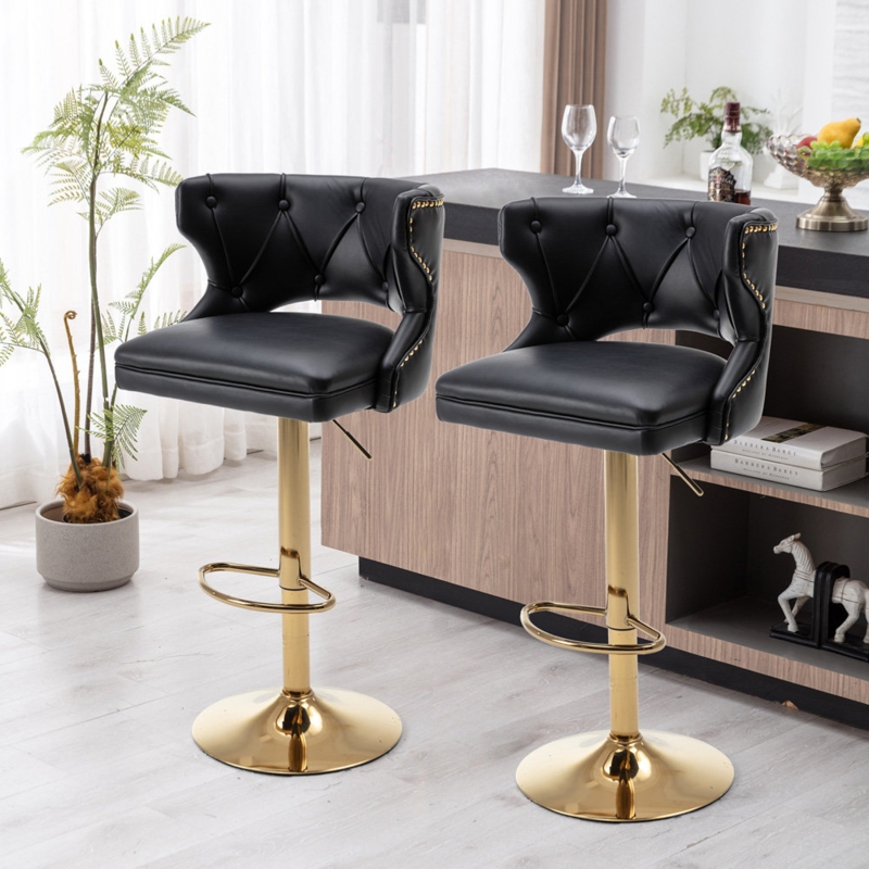 Jaspa Swivel 35'' Extra Tall Stool Bar Stools With Back and Footrest Counter Height Dining Chairs