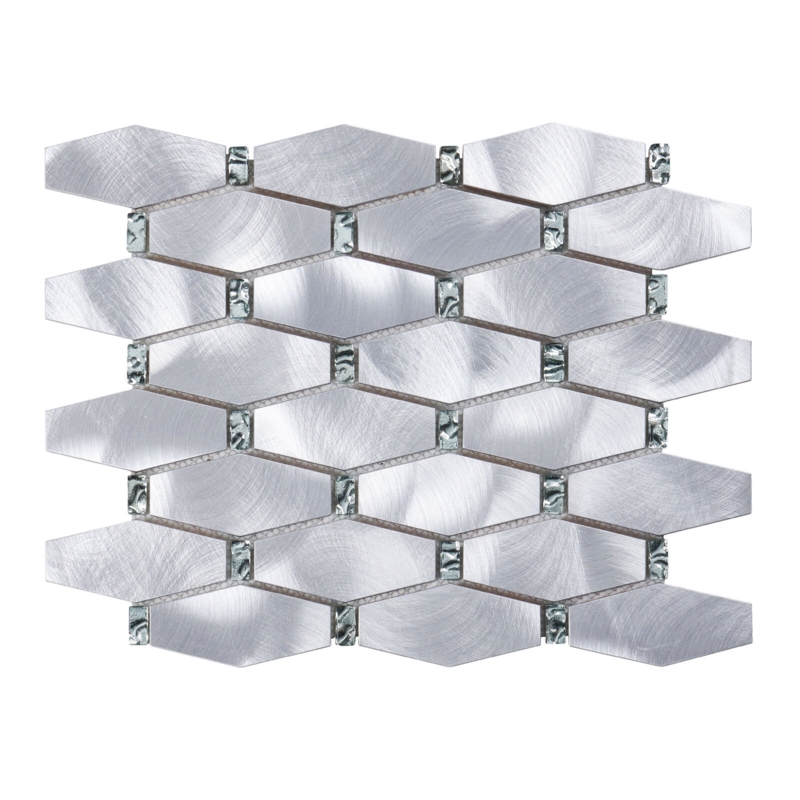 Jewelry Glass Inserted Metal Aluminum Hexagon Mosaic Sheet Tile By Modket