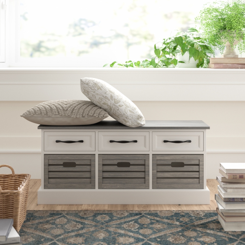 Jinane Solid Wood Storage Bench