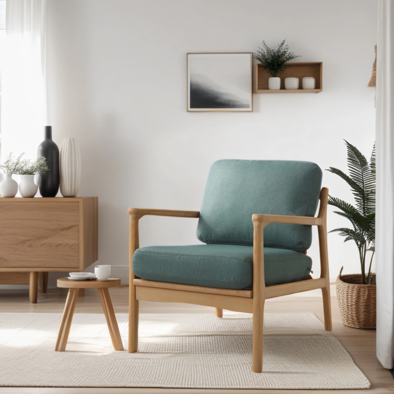 Jincy 25" Wide Linen Upholstered Arm Accent Chair with Wooden Legs
