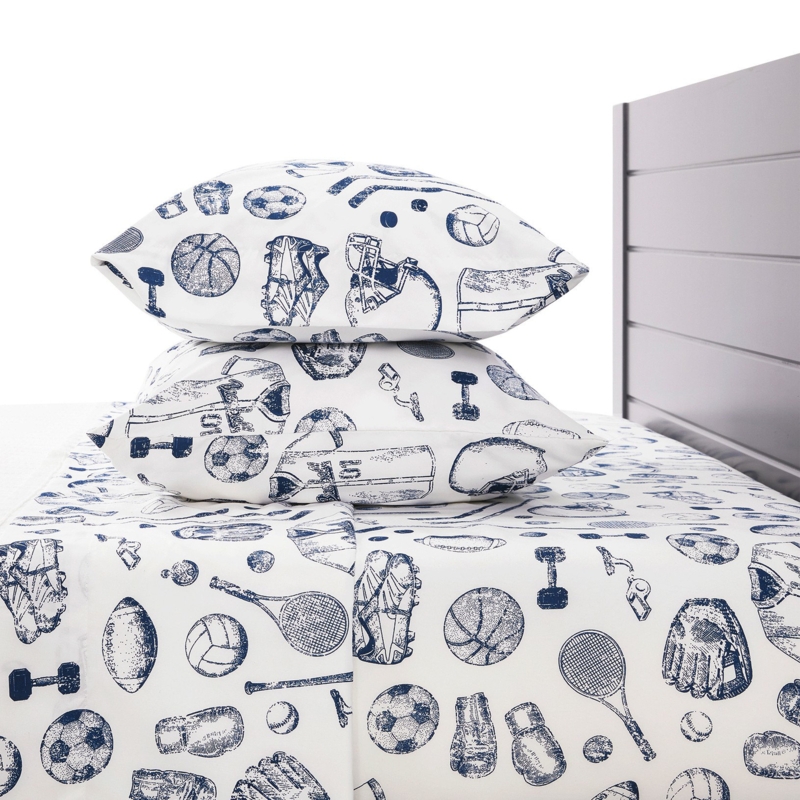 Johnson Sports Kids Sports Bedsheets Set, Super Soft Baseball, Football, Soccer Themed Bedsheets