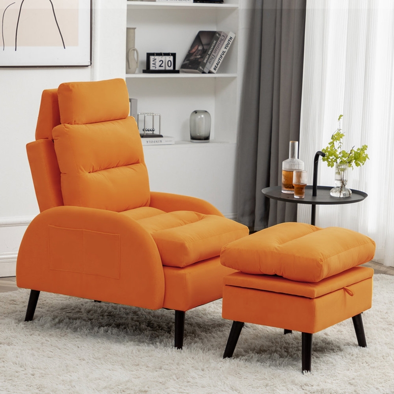 Jonilda Accent Lounge Chair with Storage Ottoman with Adjustable Backrest