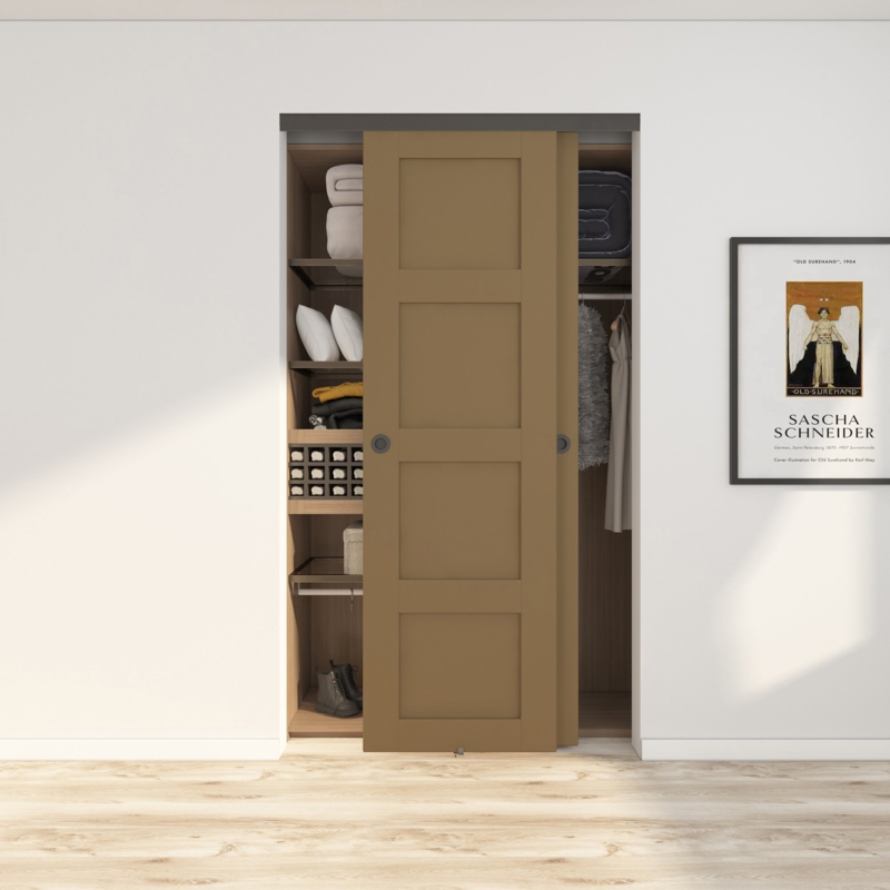 JUBEST Bypass Sliding Door Hardware, Bypass Wardrobe Closet Door Hardware Set (Door Not Included)