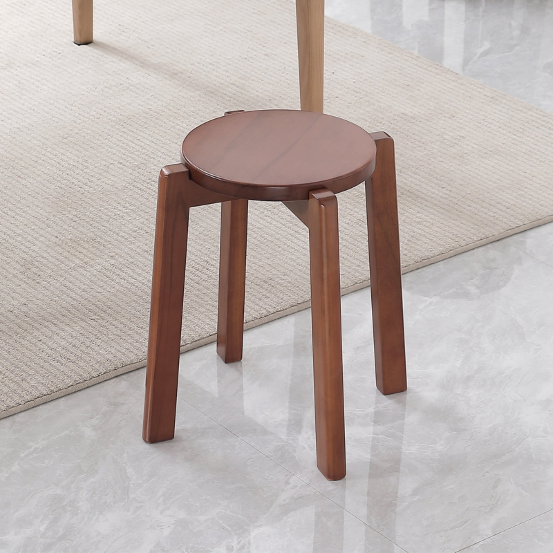 Karmindy Solid Wood Farmhouse Accent Stool (Set of 2)