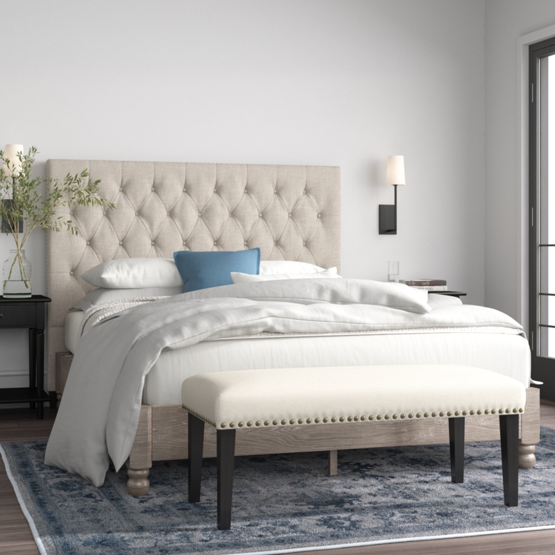 Kaster Linen Tufted Nailhead Chesterfield Headboard