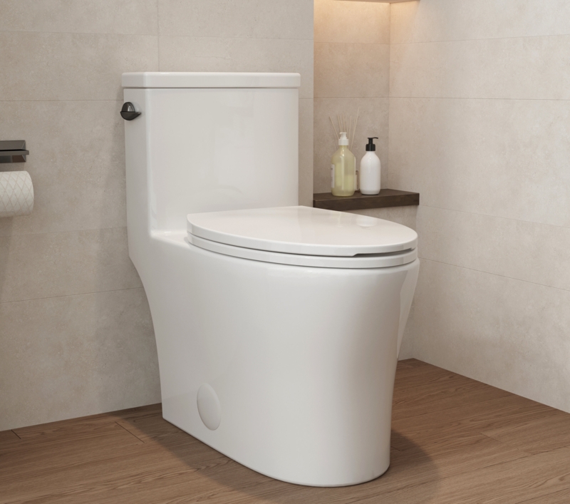 KE KING Elongated One Piece Toilet, Powerful Flush Modern Toilet (Side Flush) 12'' Rough-In