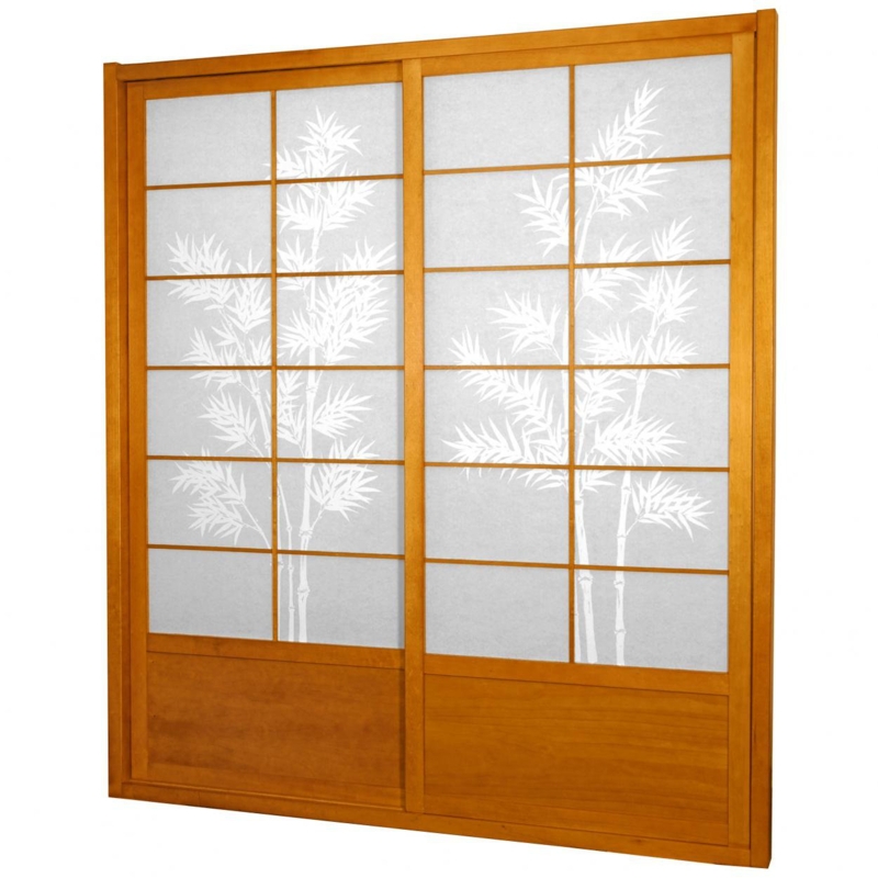 Keir 73.5" W x 83" H  Solid Wood Bamboo Tree Shoji Sliding Double Door Set