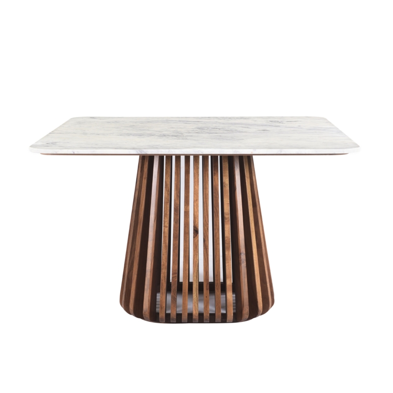 Kendall Genuine Marble Square Top Solid Wood Dining Table