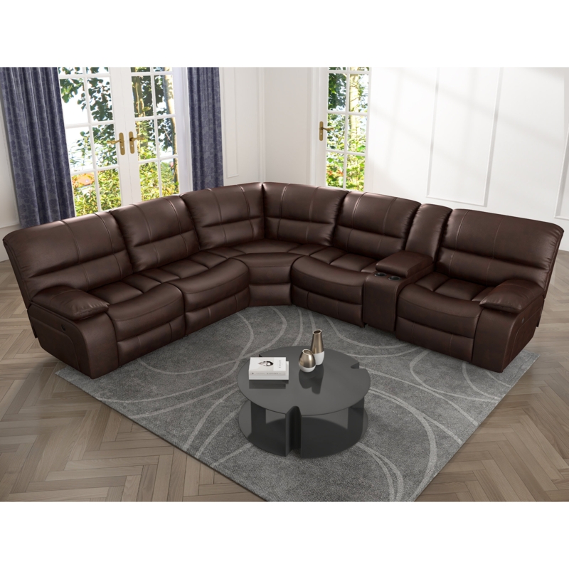 Kermet 6 - Piece Modern and Leather Power Reclining Sectional