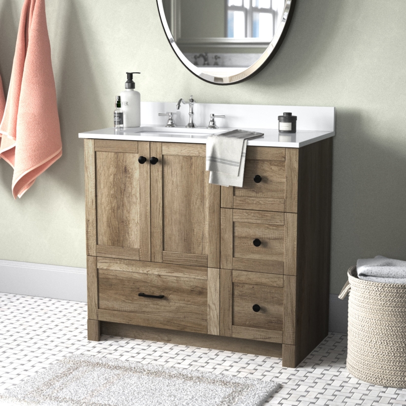 Keshayla 36'' Single Bathroom Vanity with Engineered Marble Top