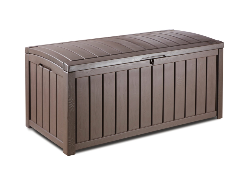 Keter Glenwood 101 Gallon Durable Resin Outdoor Storage Deck Box For Furniture and Supplies, Brown