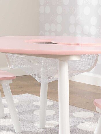 Kidkraft - Table Enfant Ronde Avec 2 Chaises Blanc Et Rose - Maison - TU