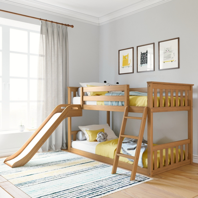 Kincer Twin Over Twin Solid Wood Low Loft Bunk Bed