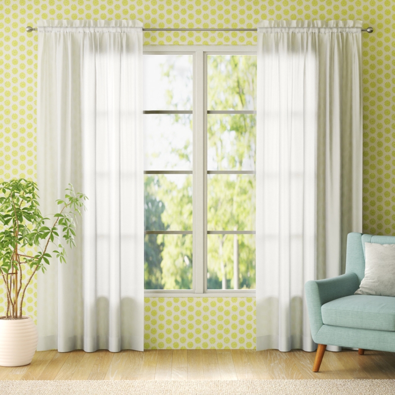 Kober Solid Sheer Rod Pocket Curtain Panels (Set of 2)
