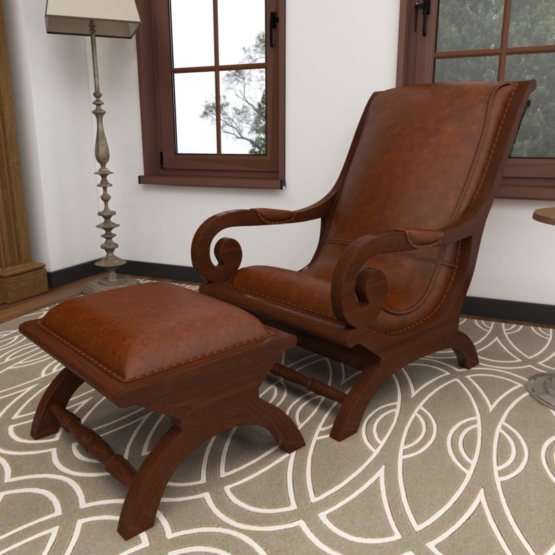 Korey Leather Armchair with Ottoman
