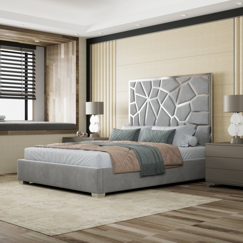 Krisean Upholstered Metal Platform Bed