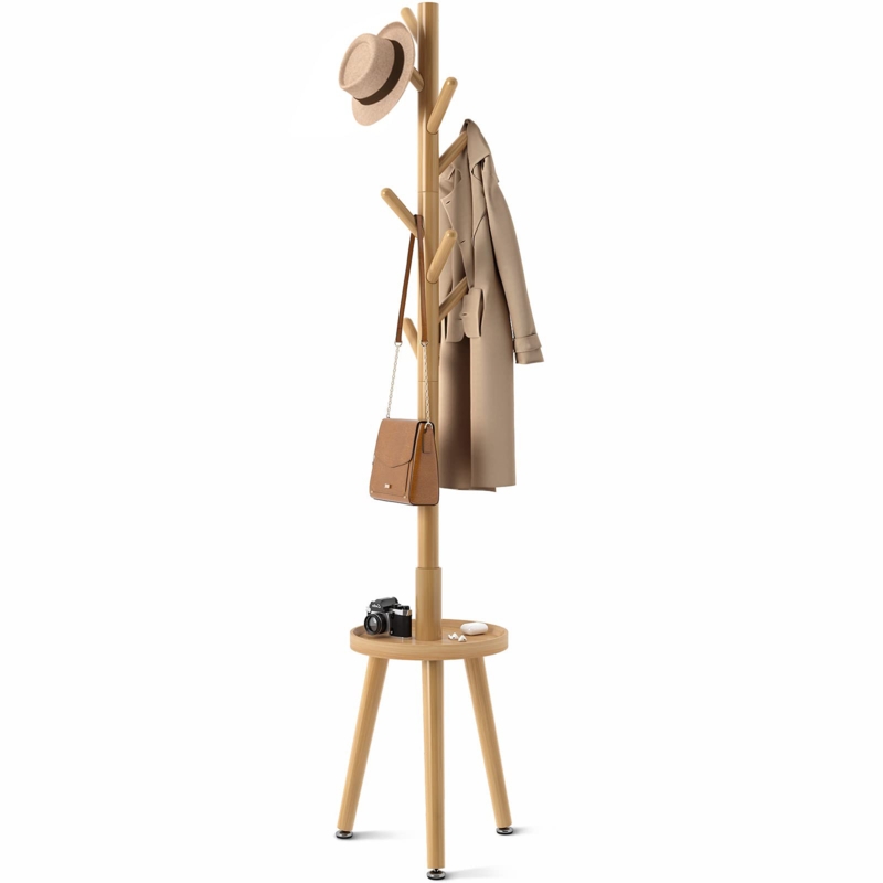 Kulani Solid Wood Freestanding 8 - Hook Coat Rack
