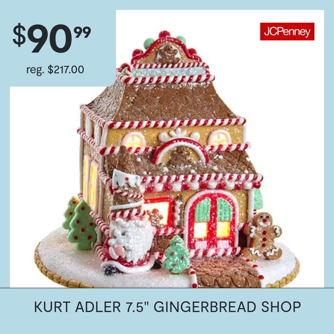 Kurt Adler 7.5" Gingerbread Shop Lighted Christmas Tabletop Decor | Brown | One Size | Holiday Accents Tabletop Decor | Lighted