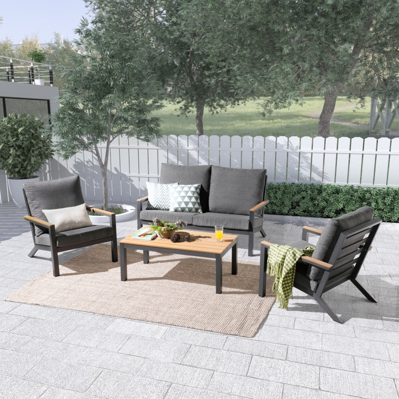 Landing 4 Piece Sofa Seating Group with Cushions (Set of 4)