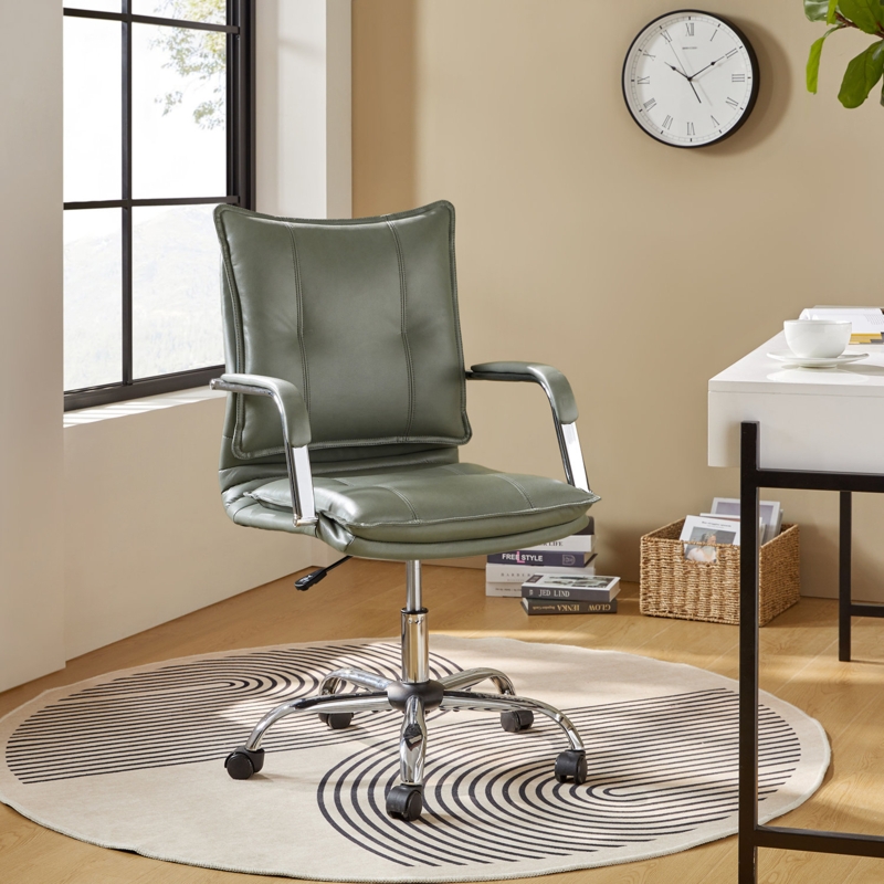 Lauchner Modern Faux Leather Swivel Task Chair with Tufted Back