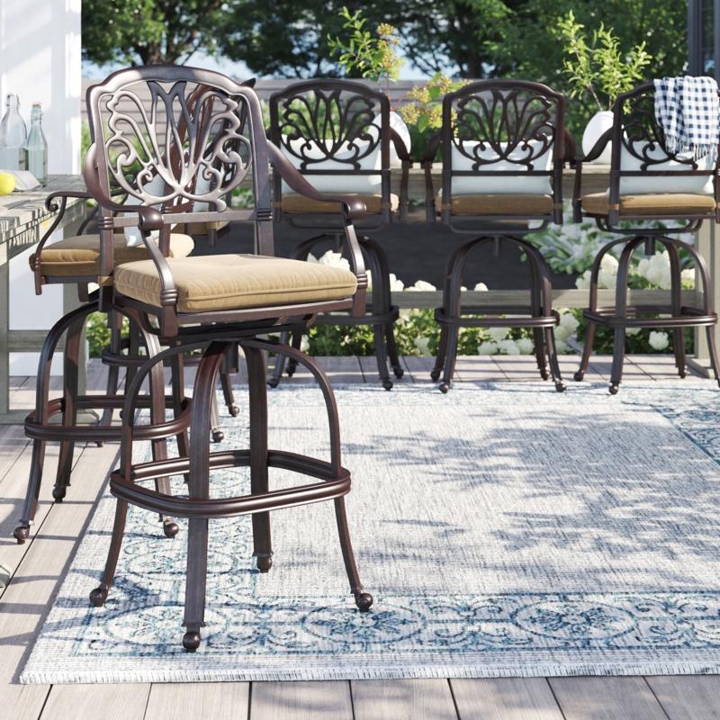 Lebanon Metal Outdoor 29'' Bar Stool with Cushion