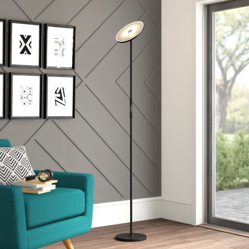 LED Torchiere Floor Lamp, Super Bright Dimmable Pole Uplight, 69 Inch Tall Standing Light - Black