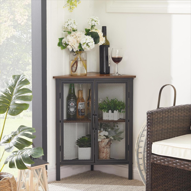 Leilla 2 Doors Corner Accent Cabinet
